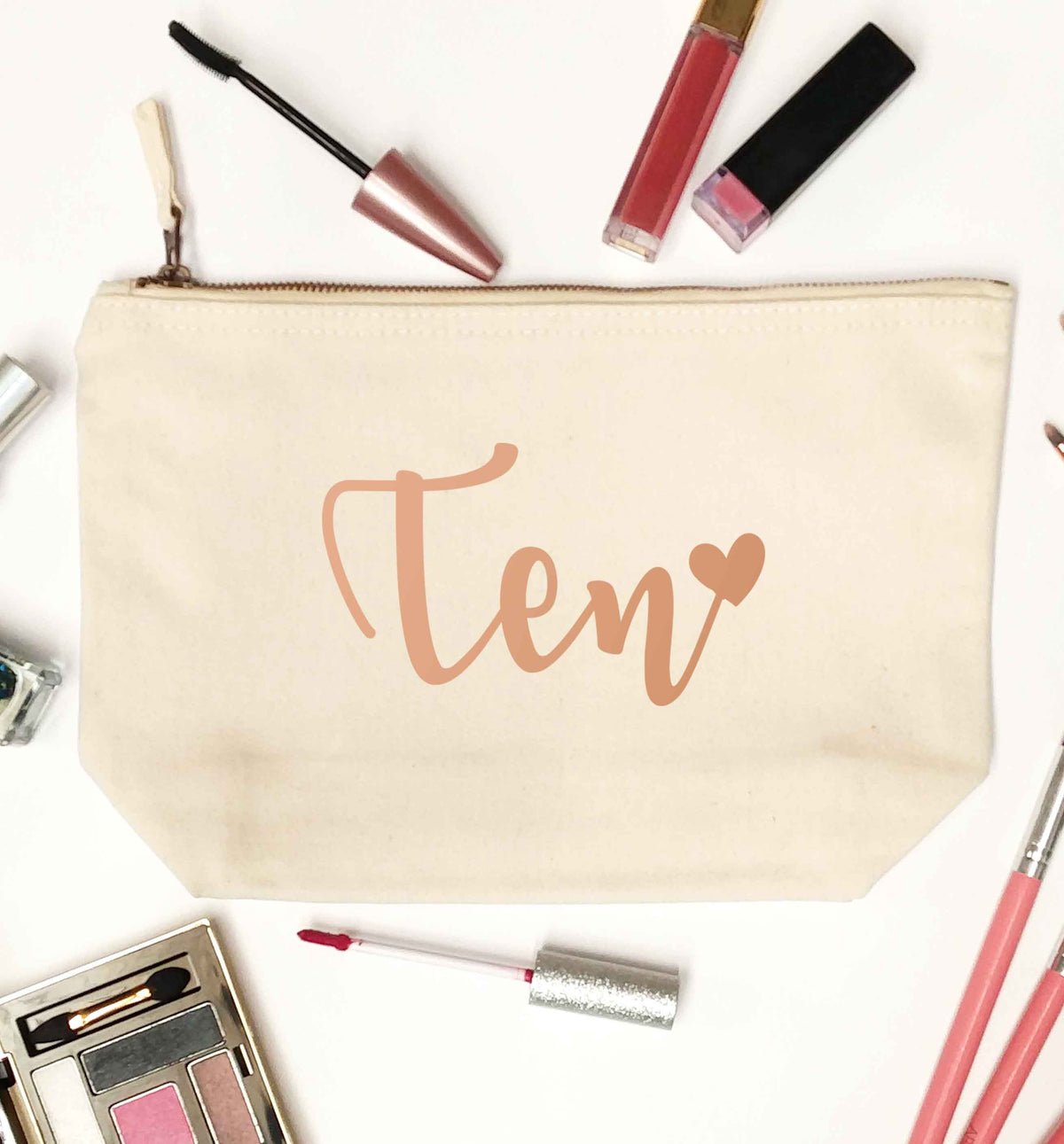 Rose gold ten natural makeup bag