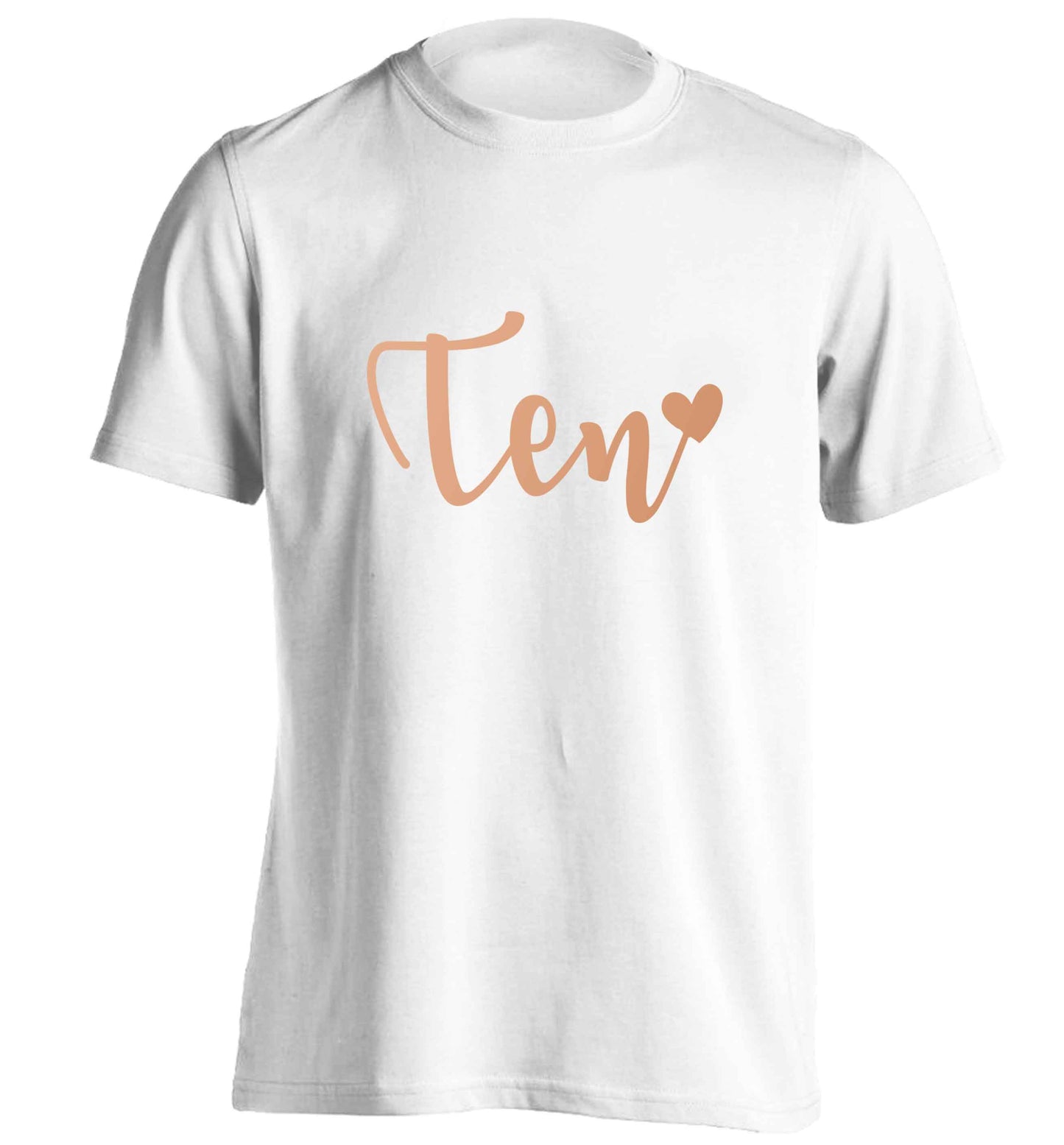 Rose gold ten adults unisex white Tshirt 2XL