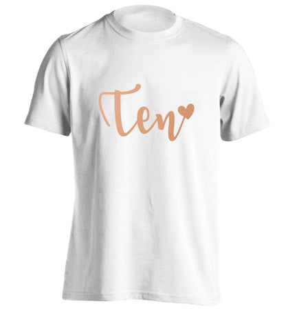 Rose gold ten adults unisex white Tshirt 2XL