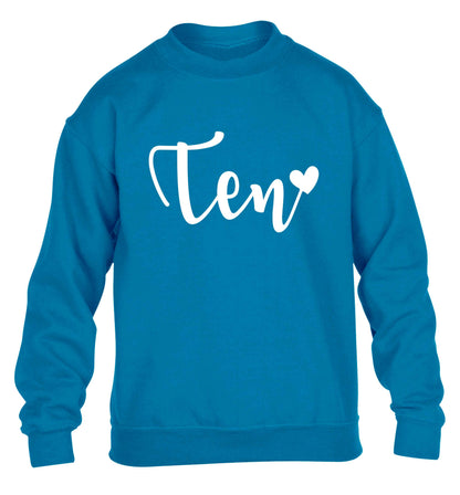 Ten and heart children's blue sweater 12-13 Years