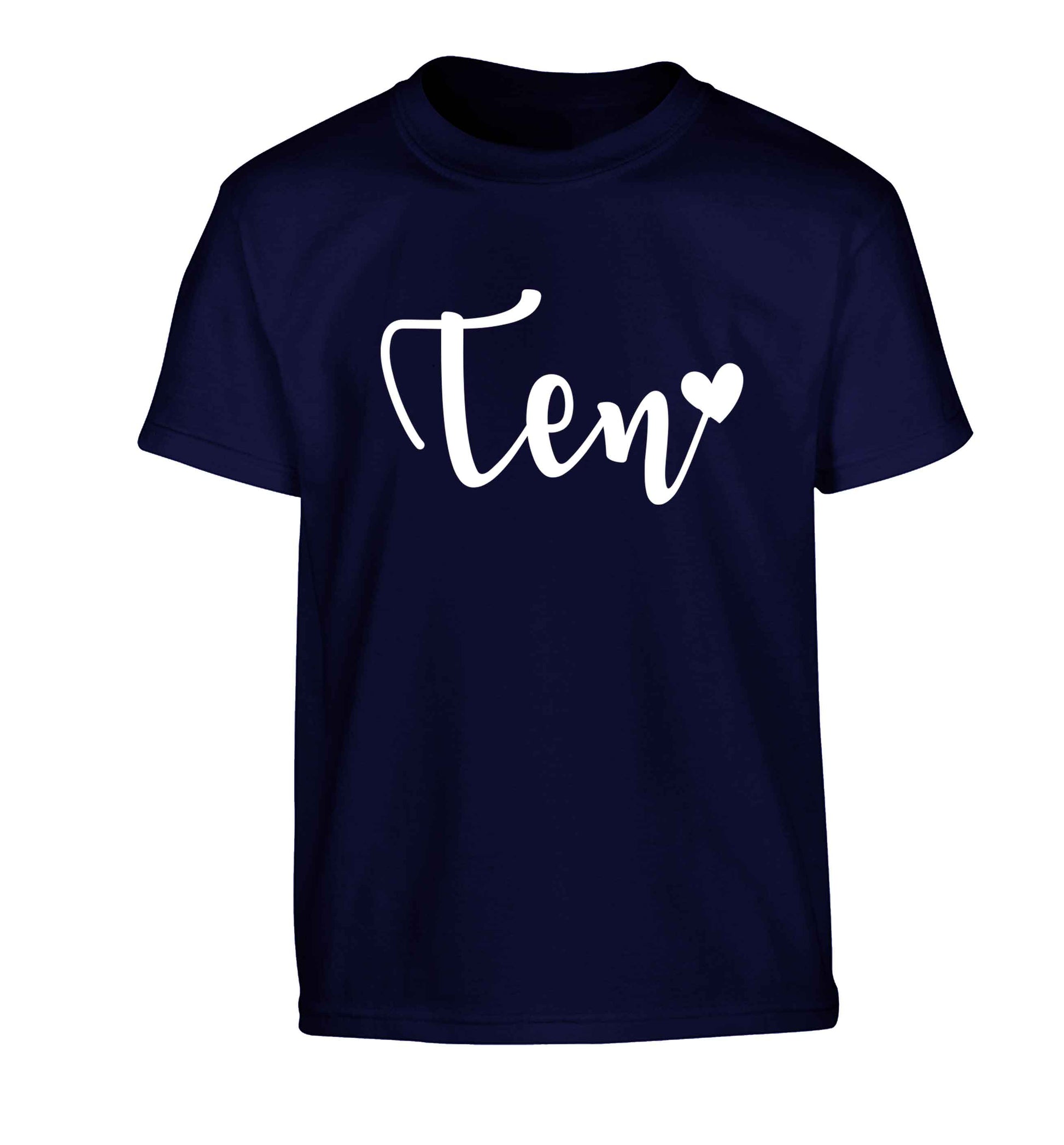 Ten and heart Children's navy Tshirt 12-13 Years