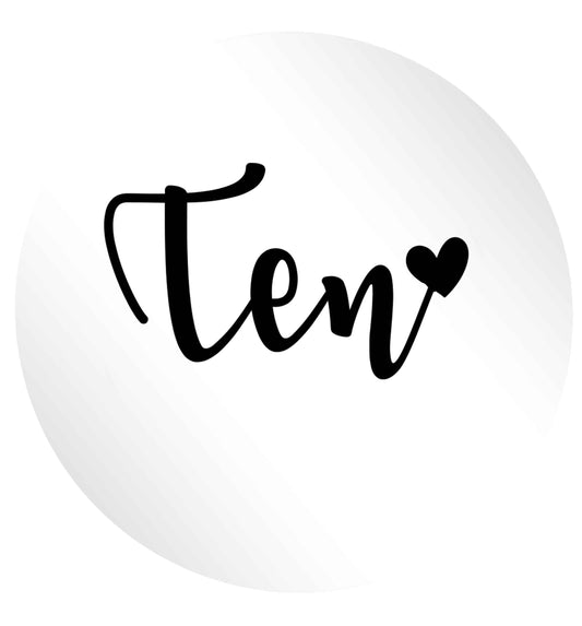Ten and heart 24 @ 45mm matt circle stickers