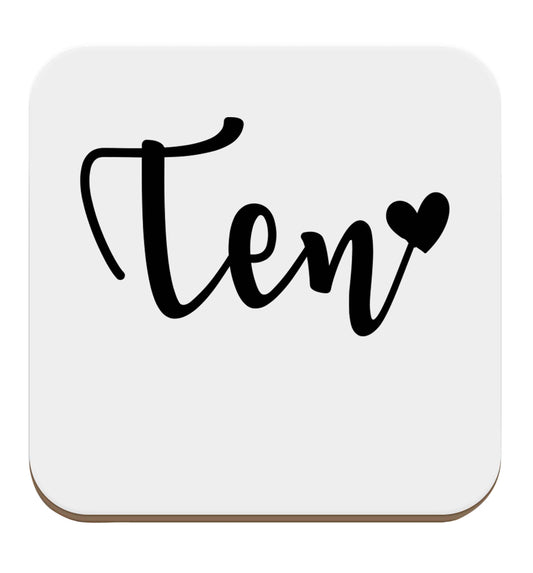 Ten and heart set of four coasters