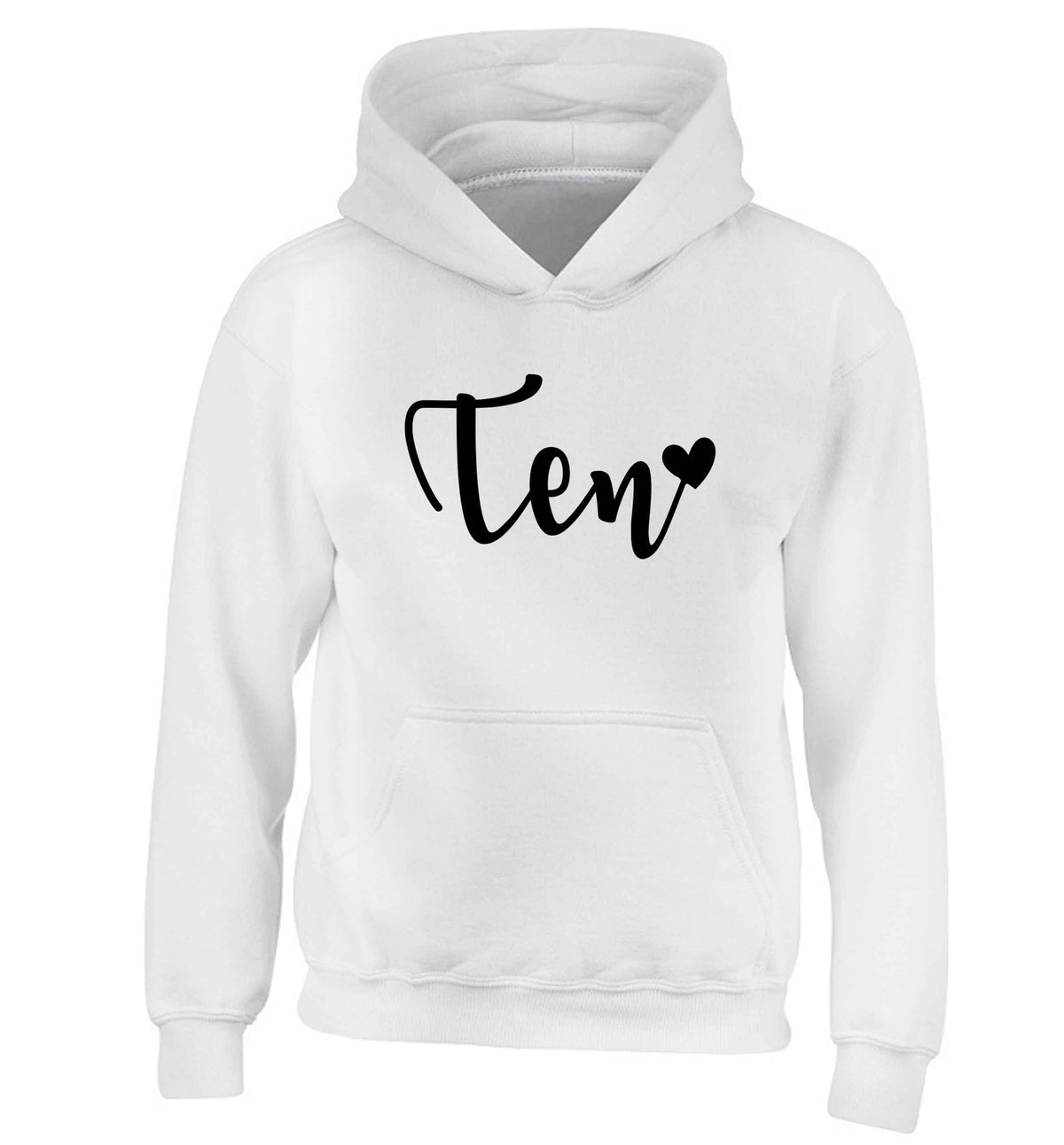 Ten and heart children's white hoodie 12-13 Years