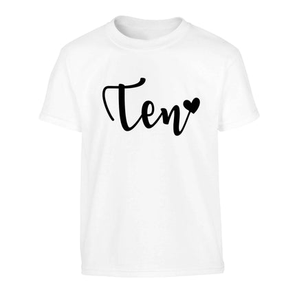 Ten and heart Children's white Tshirt 12-13 Years