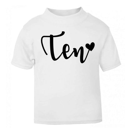 Ten and heart white baby toddler Tshirt 2 Years