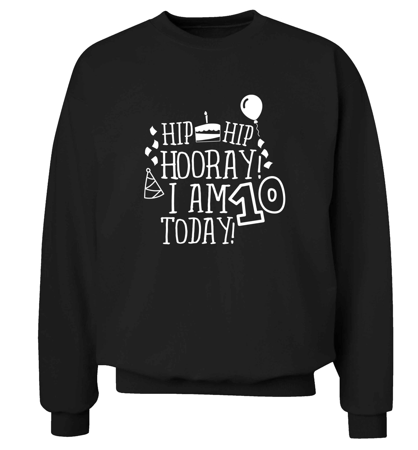 Hip hip hooray I am ten today! adult's unisex black sweater 2XL