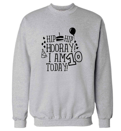 Hip hip hooray I am ten today! adult's unisex grey sweater 2XL