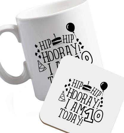 10 oz Favourite Type Pan Pancake ceramic mug and coaster set right handed