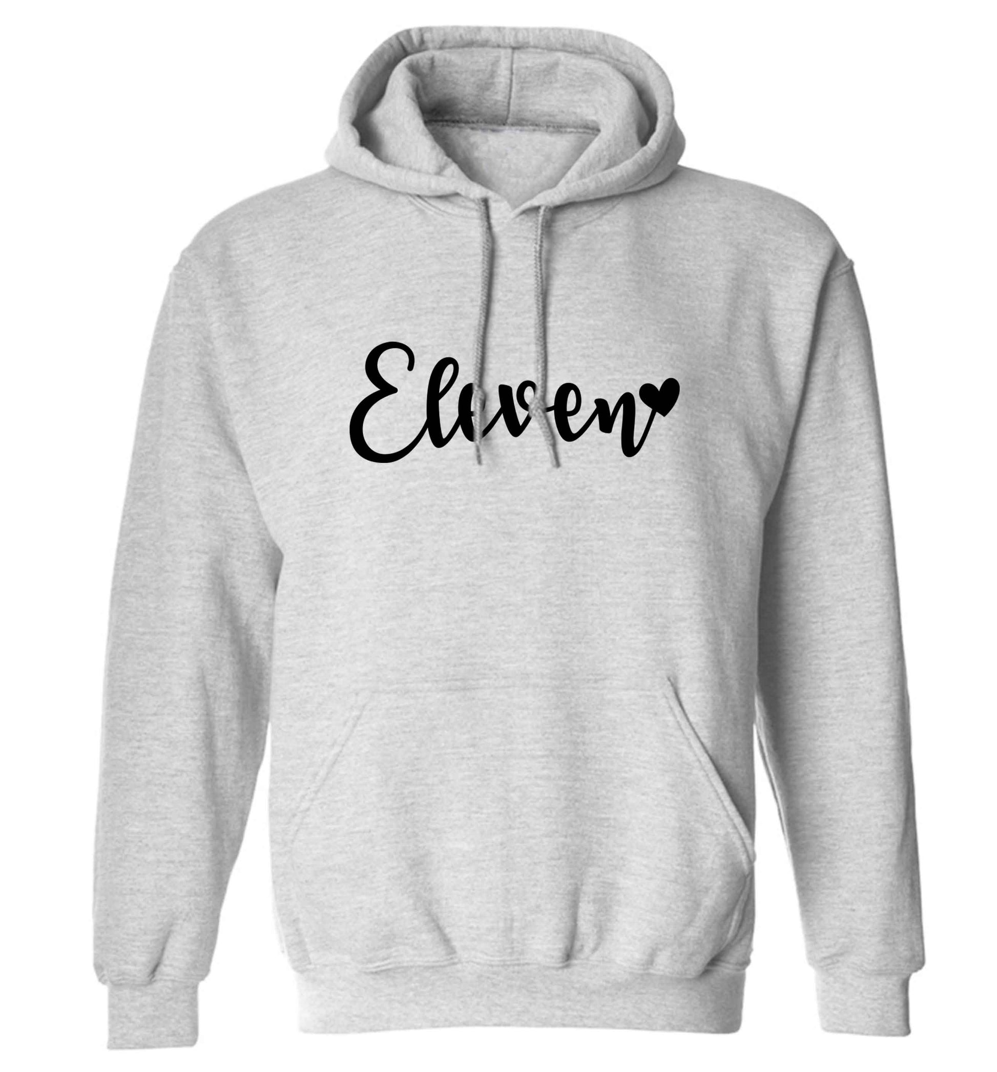 Eleven and heart! adults unisex grey hoodie 2XL
