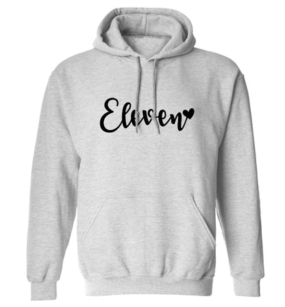 Eleven and heart! adults unisex grey hoodie 2XL