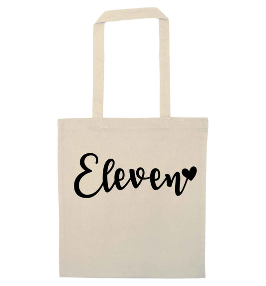 Eleven and heart! natural tote bag