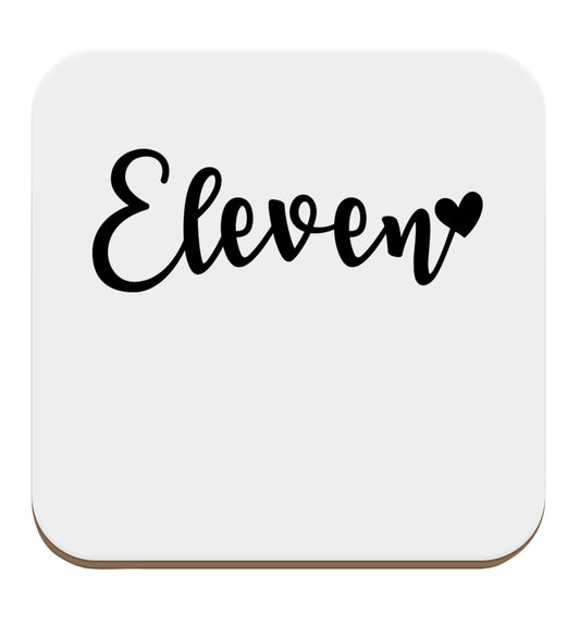 Eleven and heart! set of four coasters