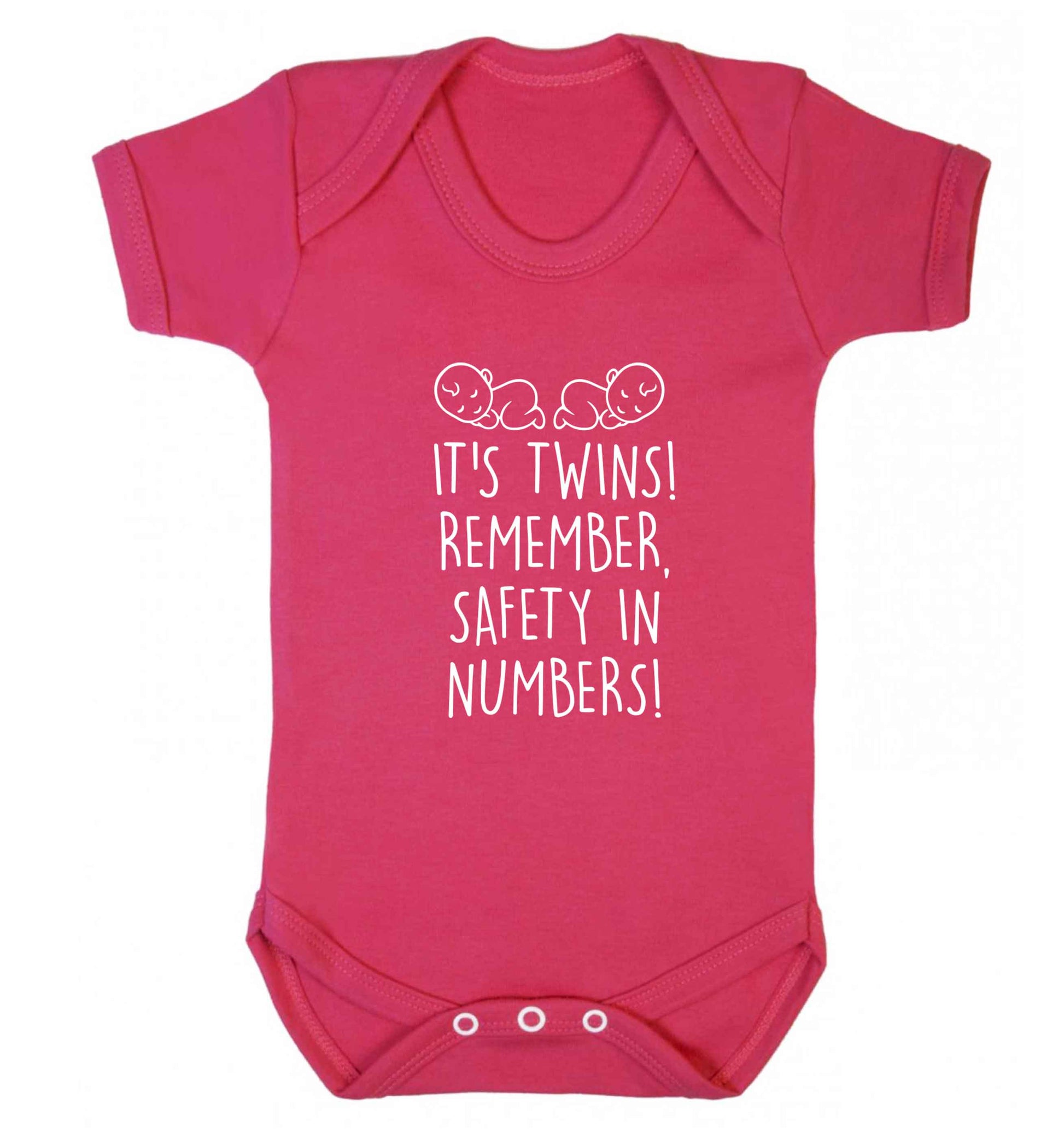 It's twins! Remember safety in numbers! baby vest dark pink 18-24 months