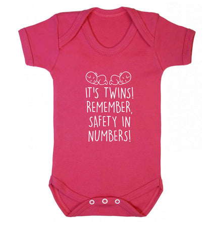 It's twins! Remember safety in numbers! baby vest dark pink 18-24 months