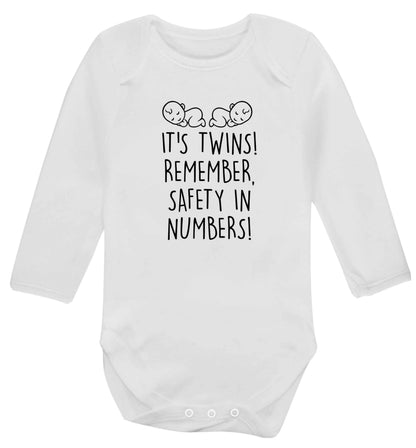 It's twins! Remember safety in numbers! baby vest long sleeved white 6-12 months