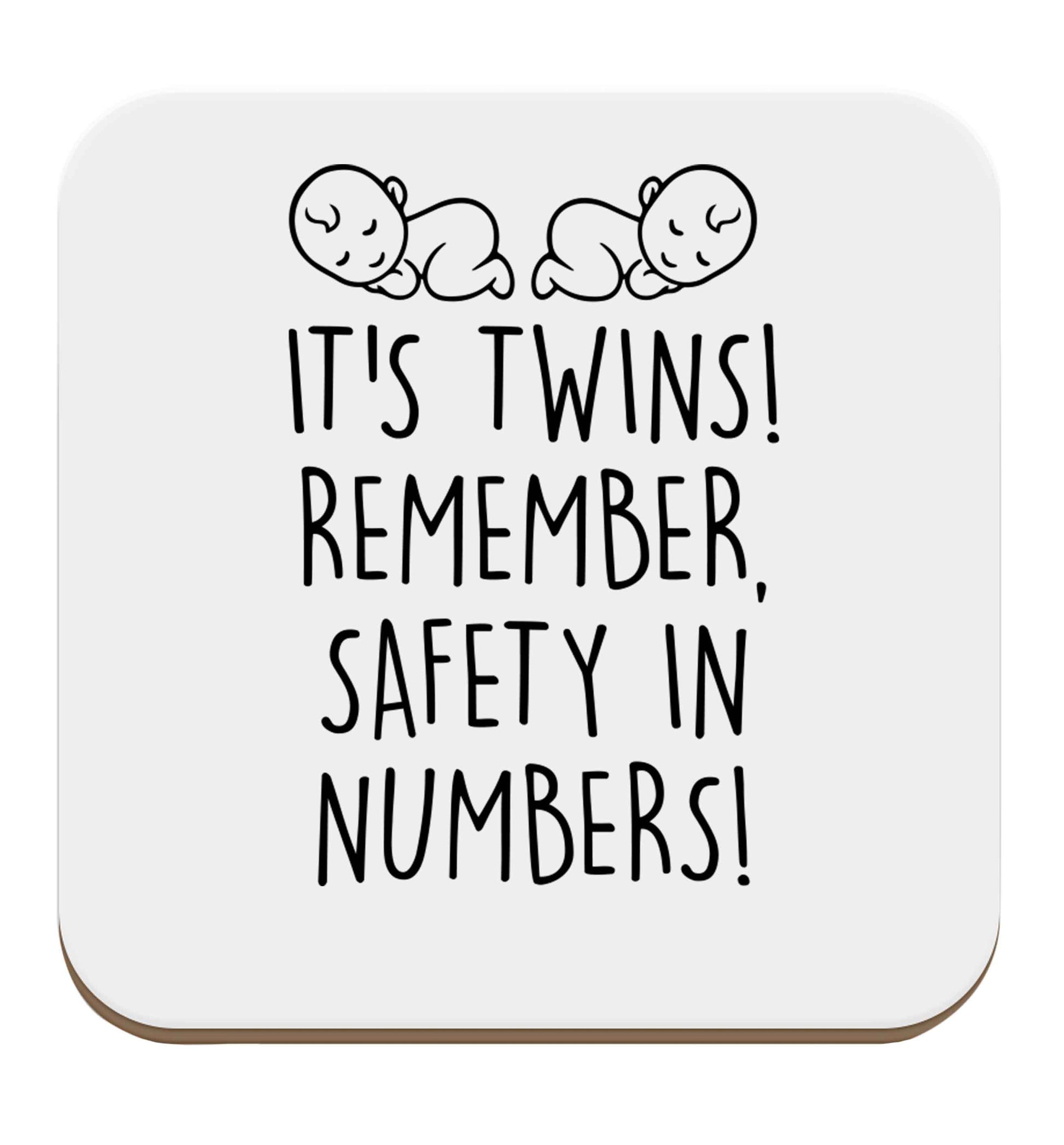 It's twins! Remember safety in numbers! set of four coasters