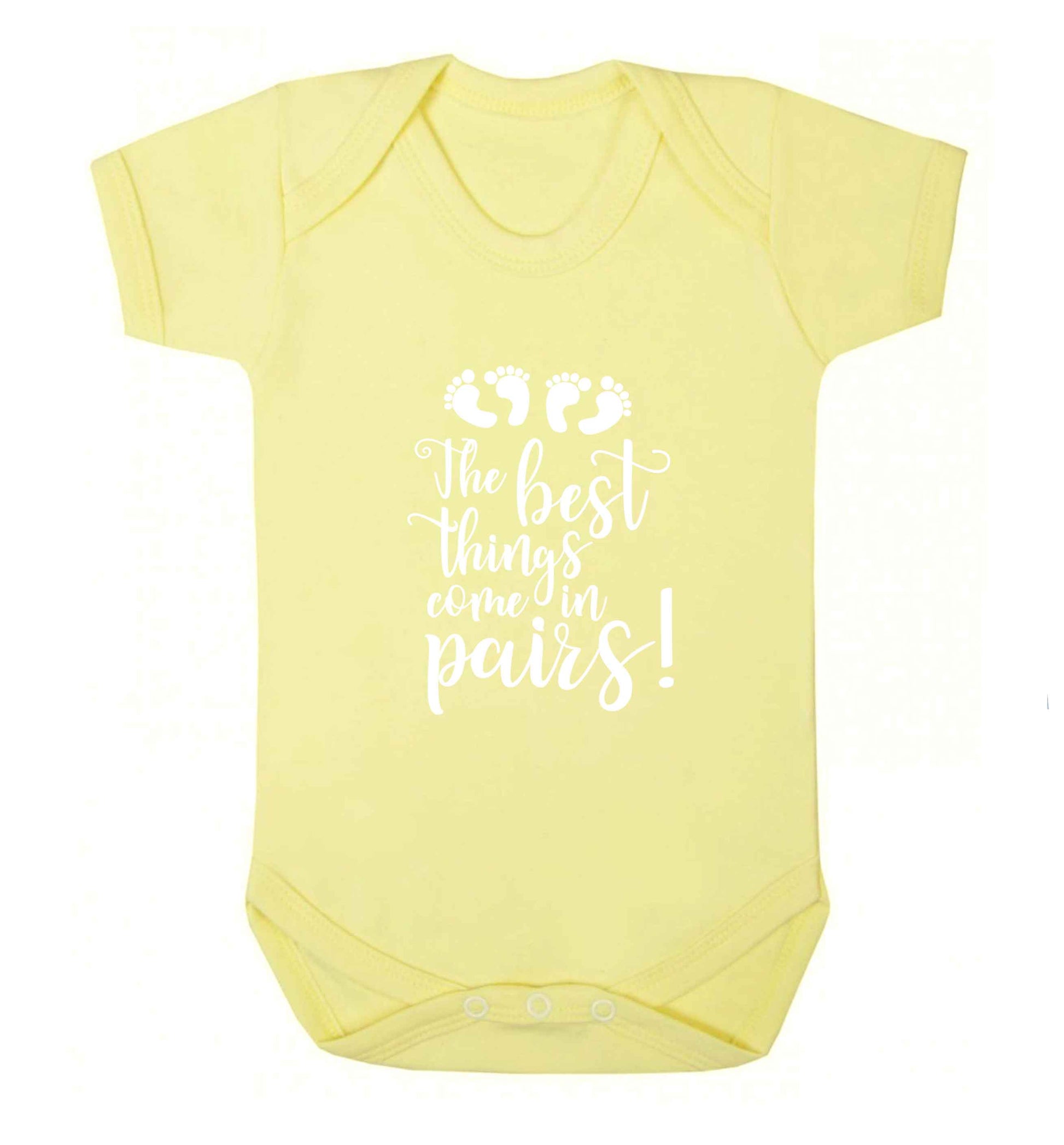 The best things come in pairs! baby vest pale yellow 18-24 months