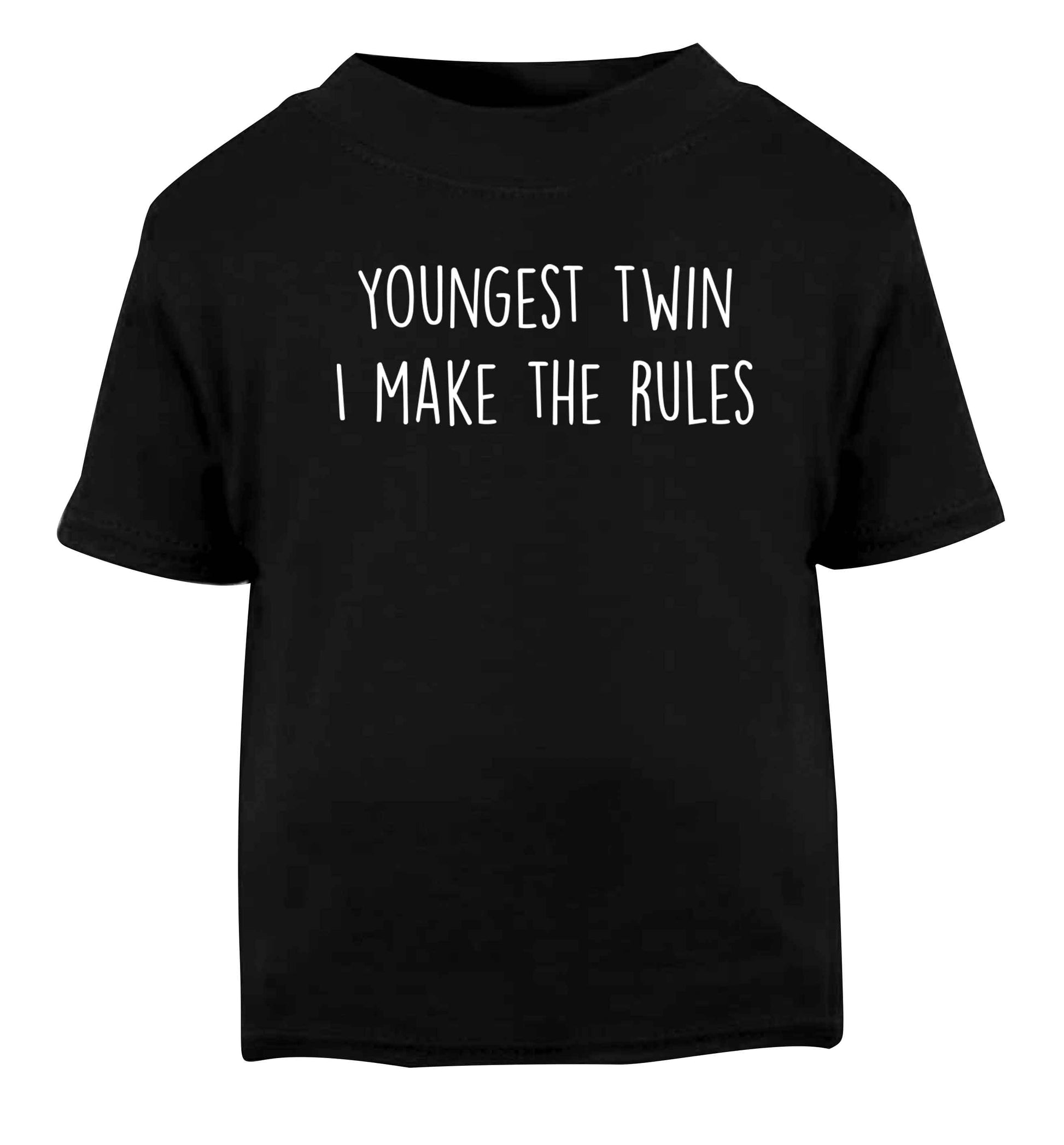 Youngest twin I make the rules Black baby toddler Tshirt 2 years