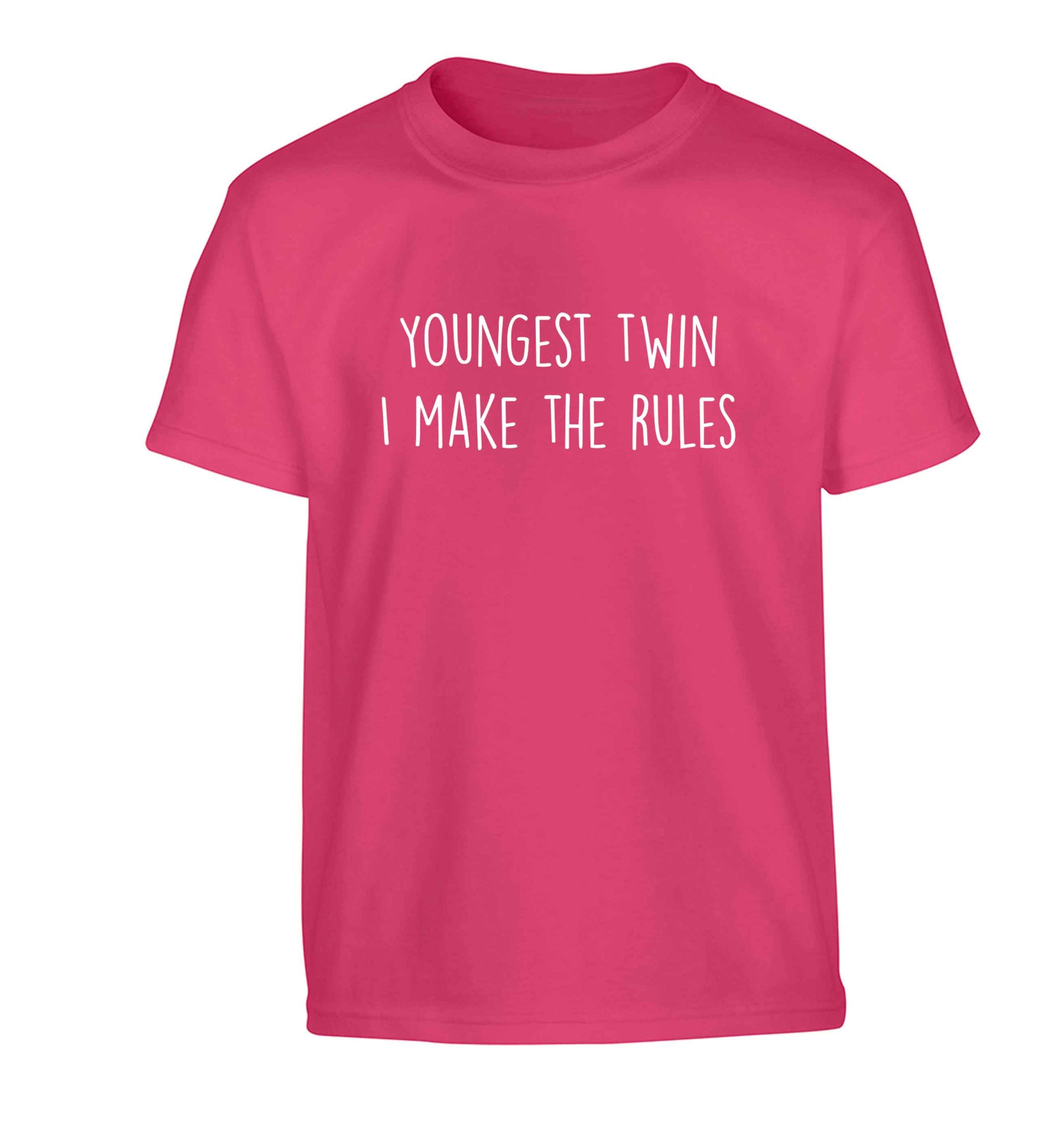 Youngest twin I make the rules Children's pink Tshirt 12-13 Years