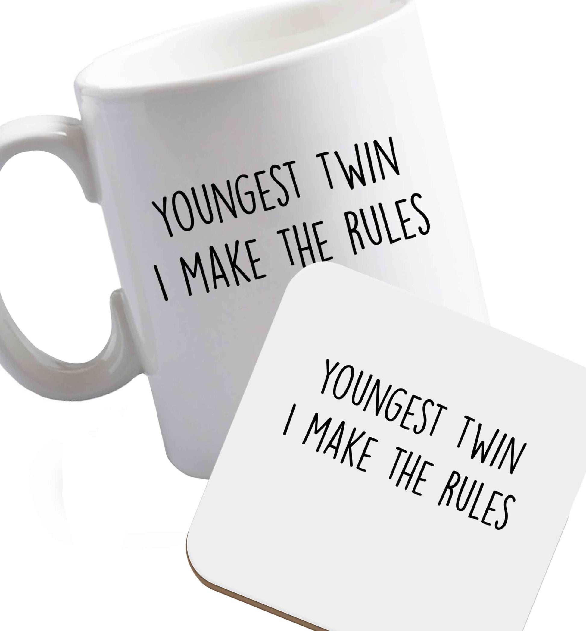 10 oz Favourite Type Pan Pancake ceramic mug and coaster set right handed