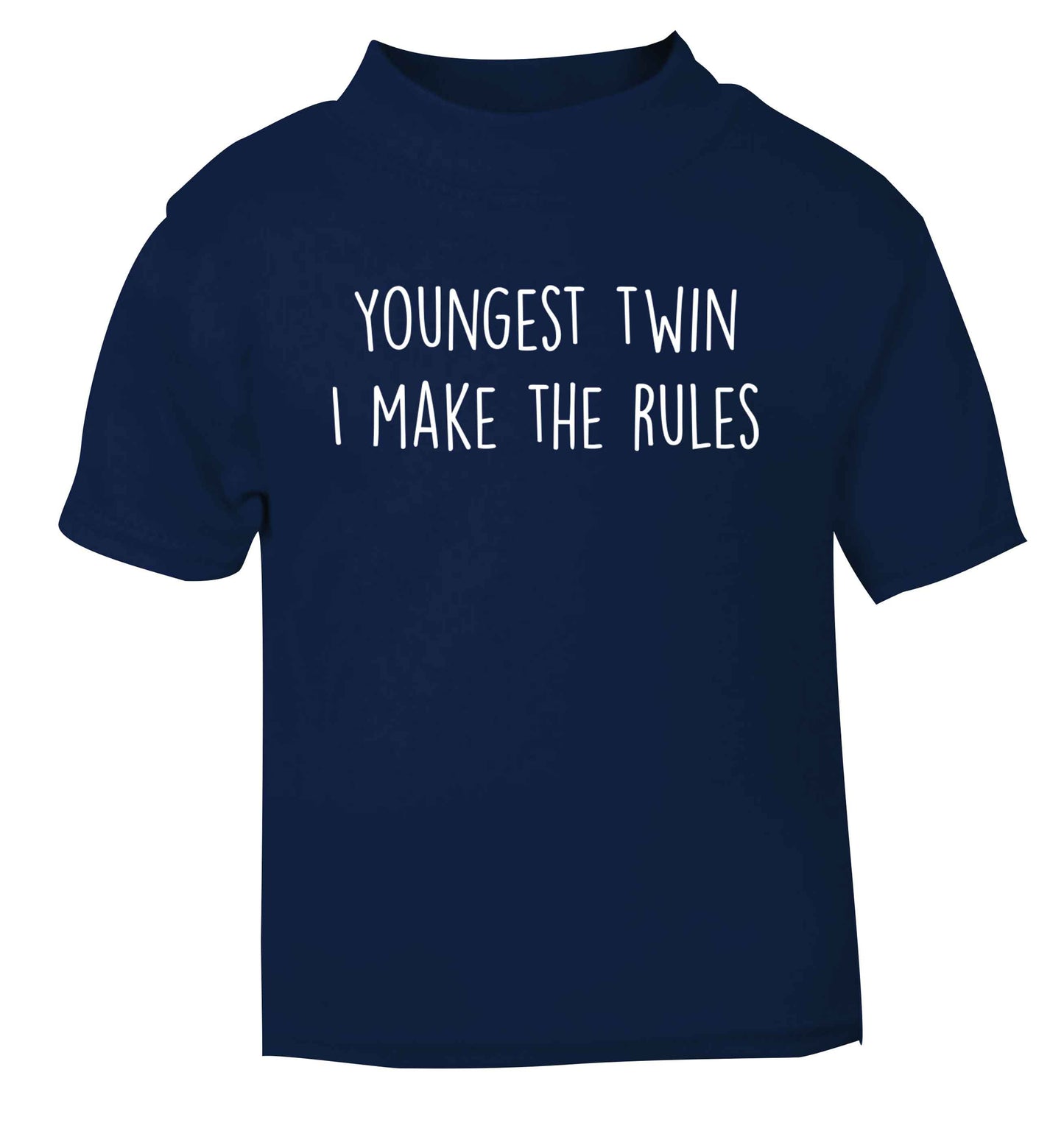 Youngest twin I make the rules navy baby toddler Tshirt 2 Years