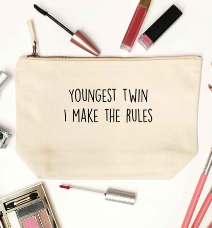 Youngest twin I make the rules natural makeup bag