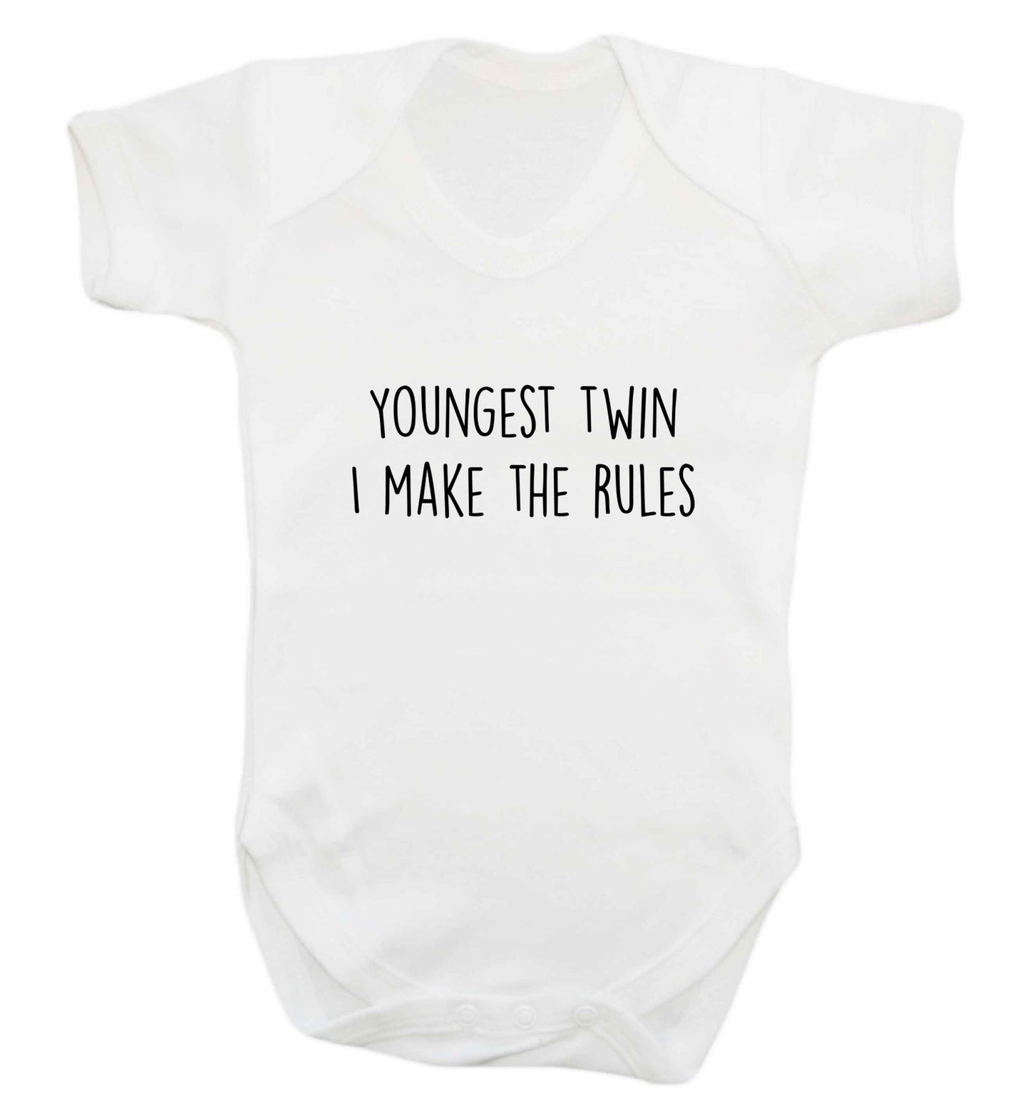 Youngest twin I make the rules baby vest white 18-24 months
