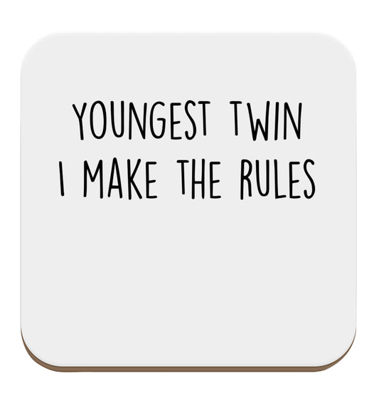Youngest twin I make the rules set of four coasters