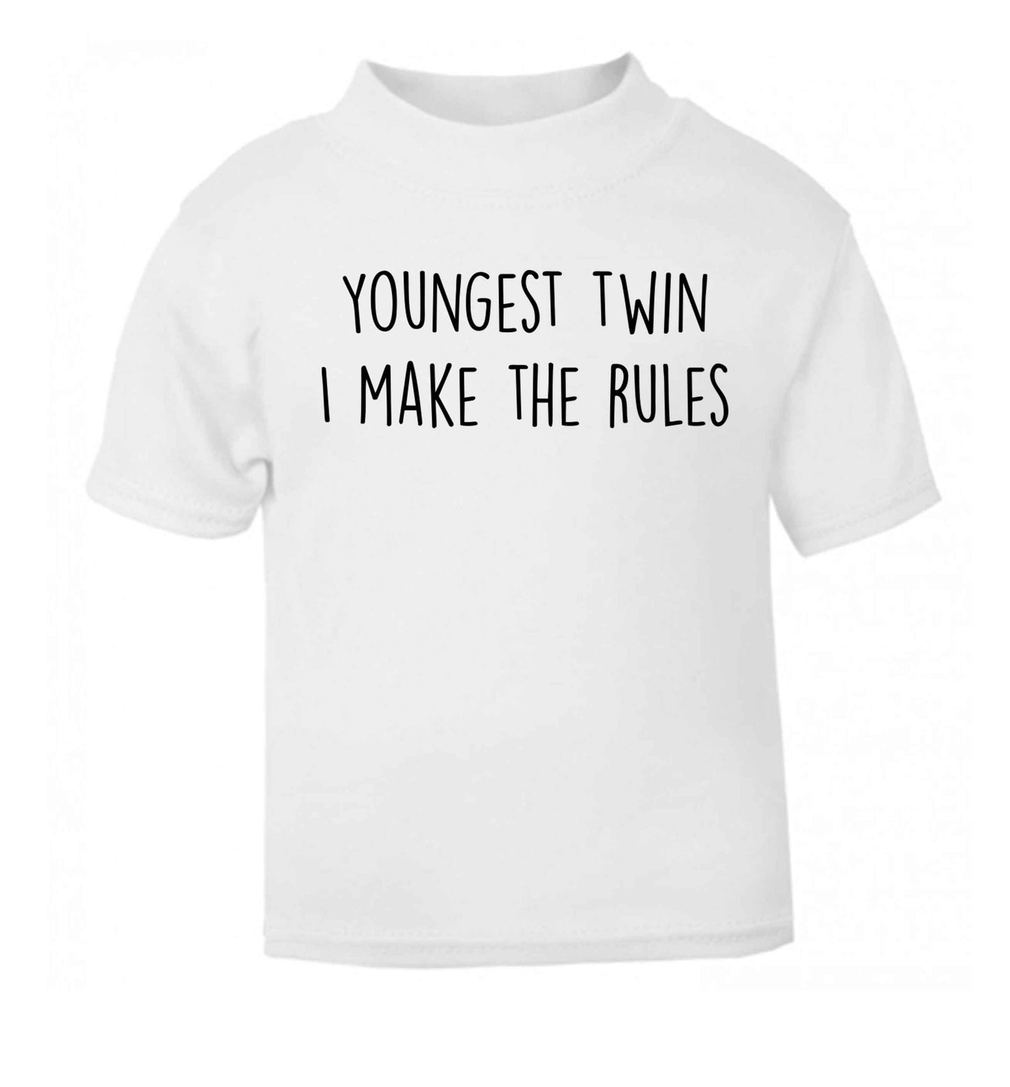 Youngest twin I make the rules white baby toddler Tshirt 2 Years