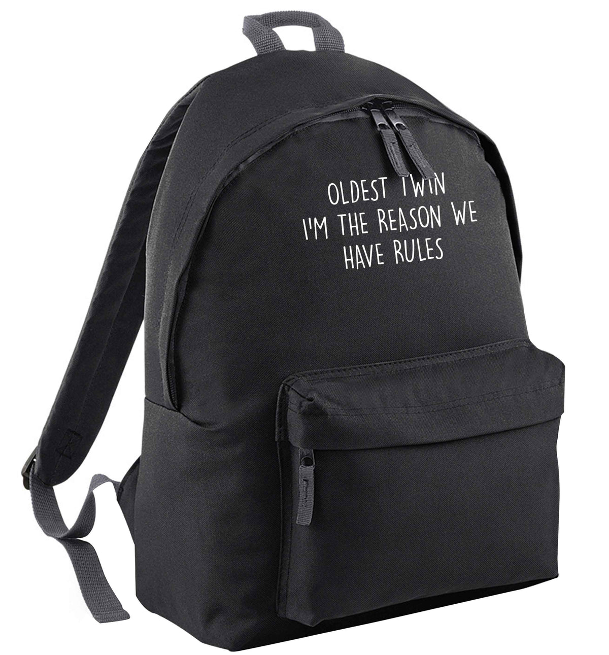 Oldest twin I'm the reason we have rules black adults backpack