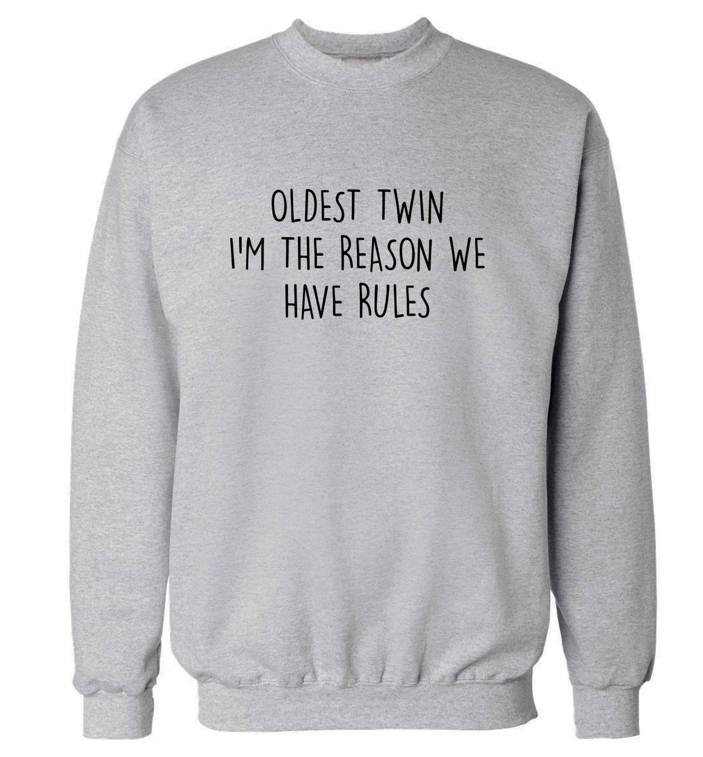 Oldest twin I'm the reason we have rules adult's unisex grey sweater 2XL