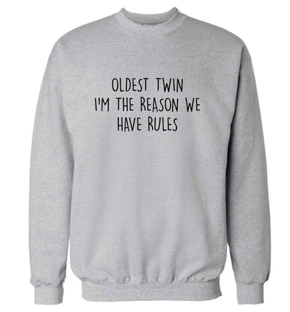 Oldest twin I'm the reason we have rules adult's unisex grey sweater 2XL