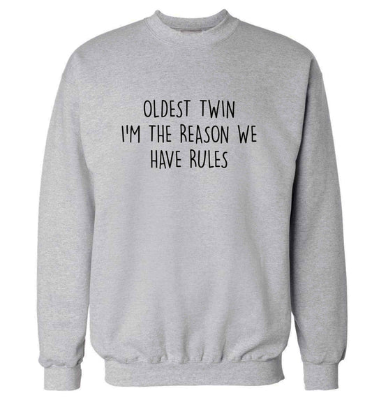 Oldest twin I'm the reason we have rules adult's unisex grey sweater 2XL