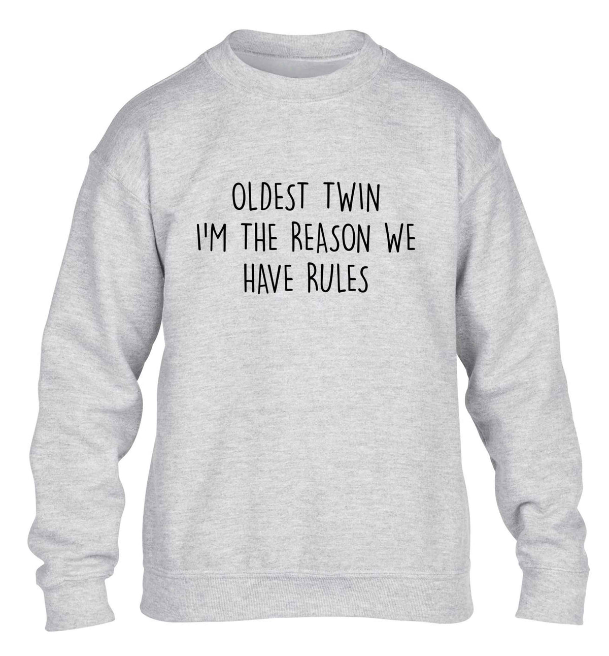 Oldest twin I'm the reason we have rules children's grey sweater 12-13 Years