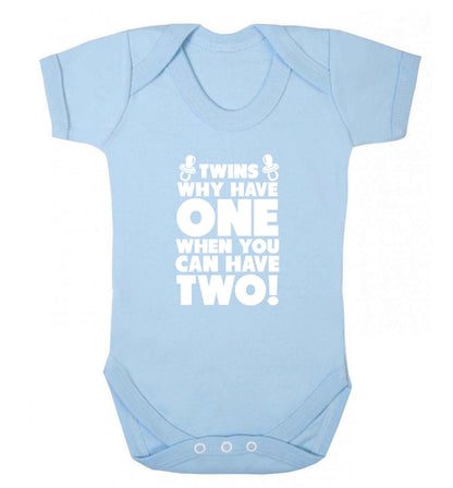 Twins why have one when you can have two baby vest pale blue 18-24 months