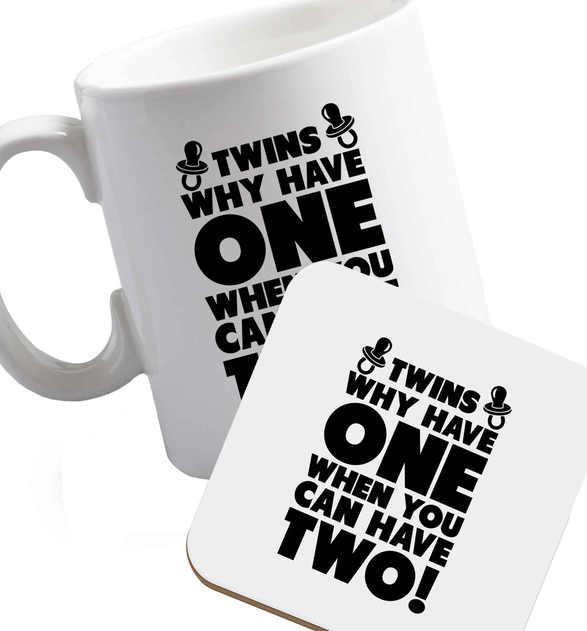 10 oz Favourite Type Pan Pancake ceramic mug and coaster set right handed