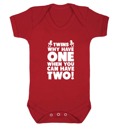 Twins why have one when you can have two baby vest red 18-24 months