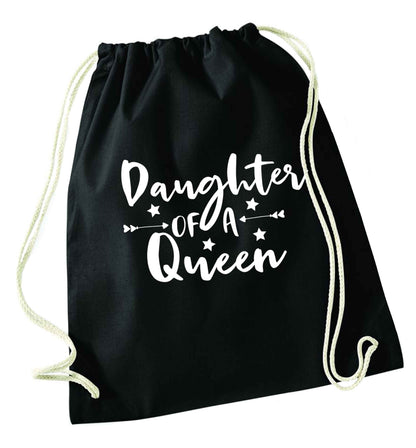 Daughter of a Queen black drawstring bag