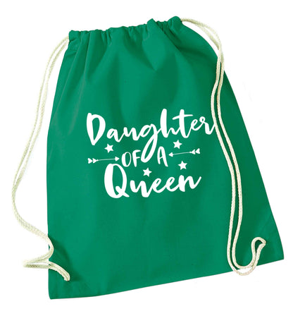 Daughter of a Queen green drawstring bag