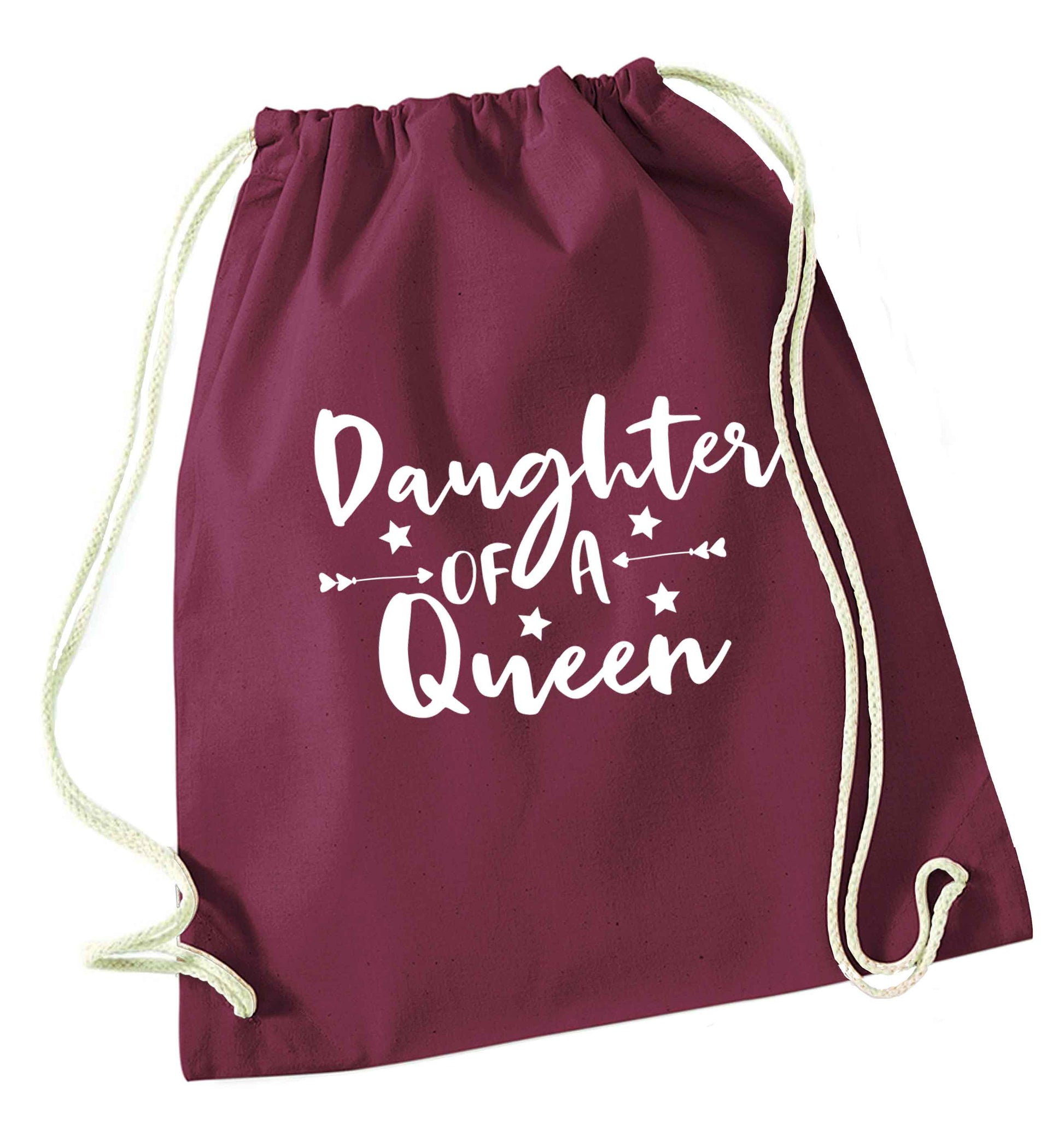 Daughter of a Queen maroon drawstring bag