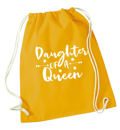 Daughter of a Queen mustard drawstring bag