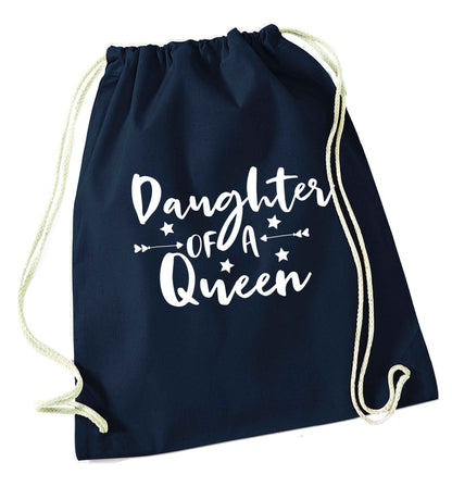 Daughter of a Queen navy drawstring bag