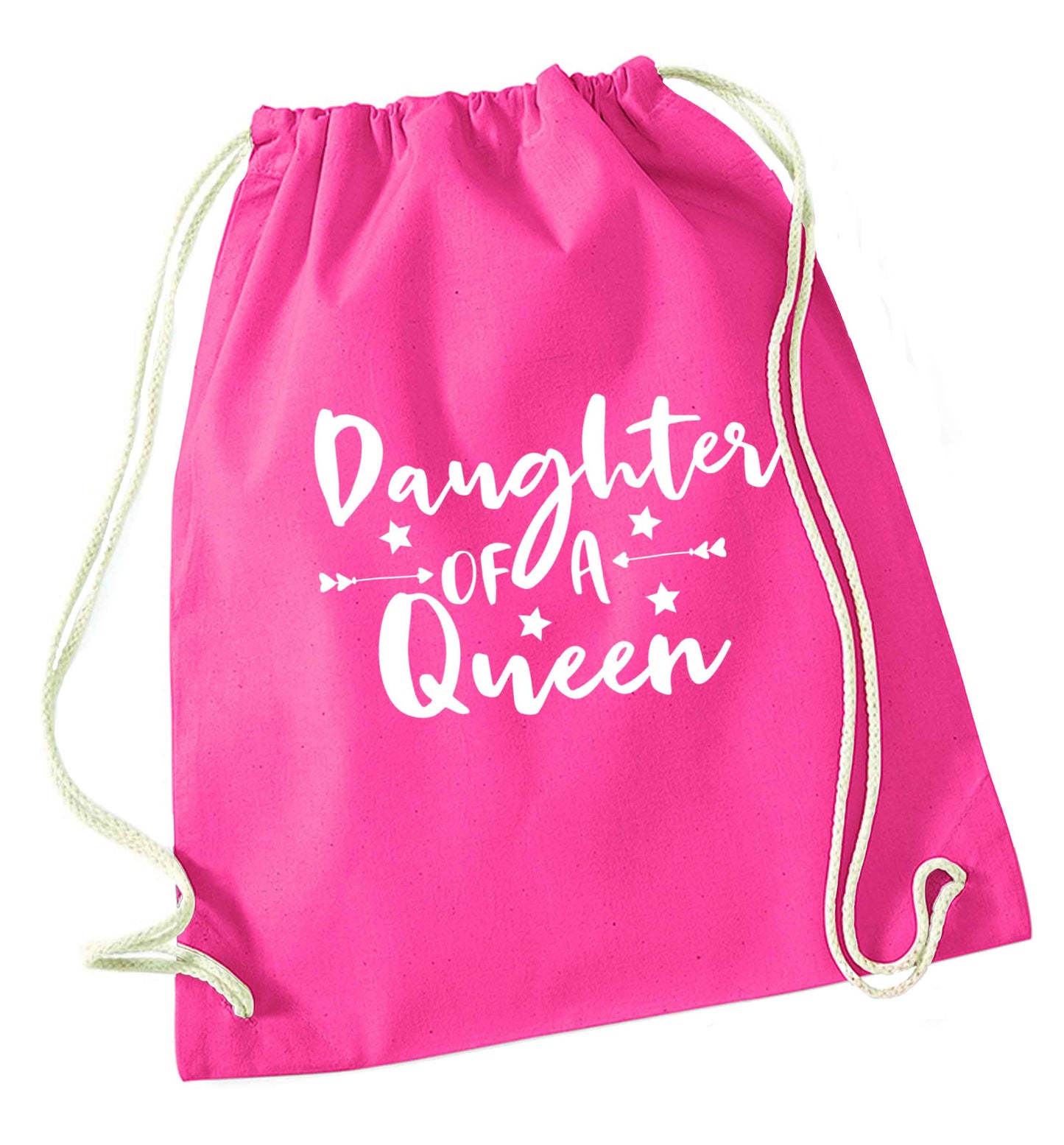 Daughter of a Queen pink drawstring bag