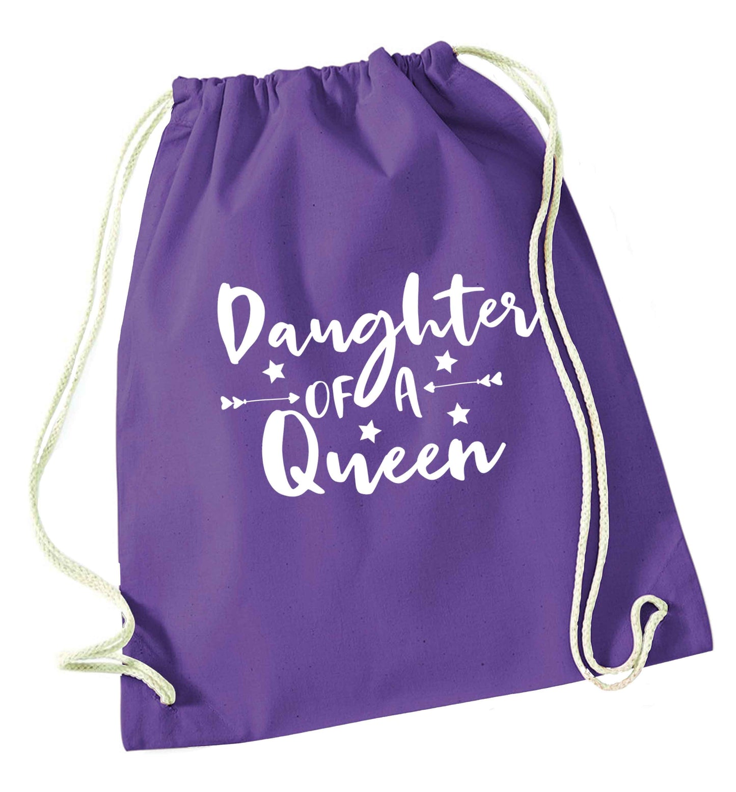 Daughter of a Queen purple drawstring bag