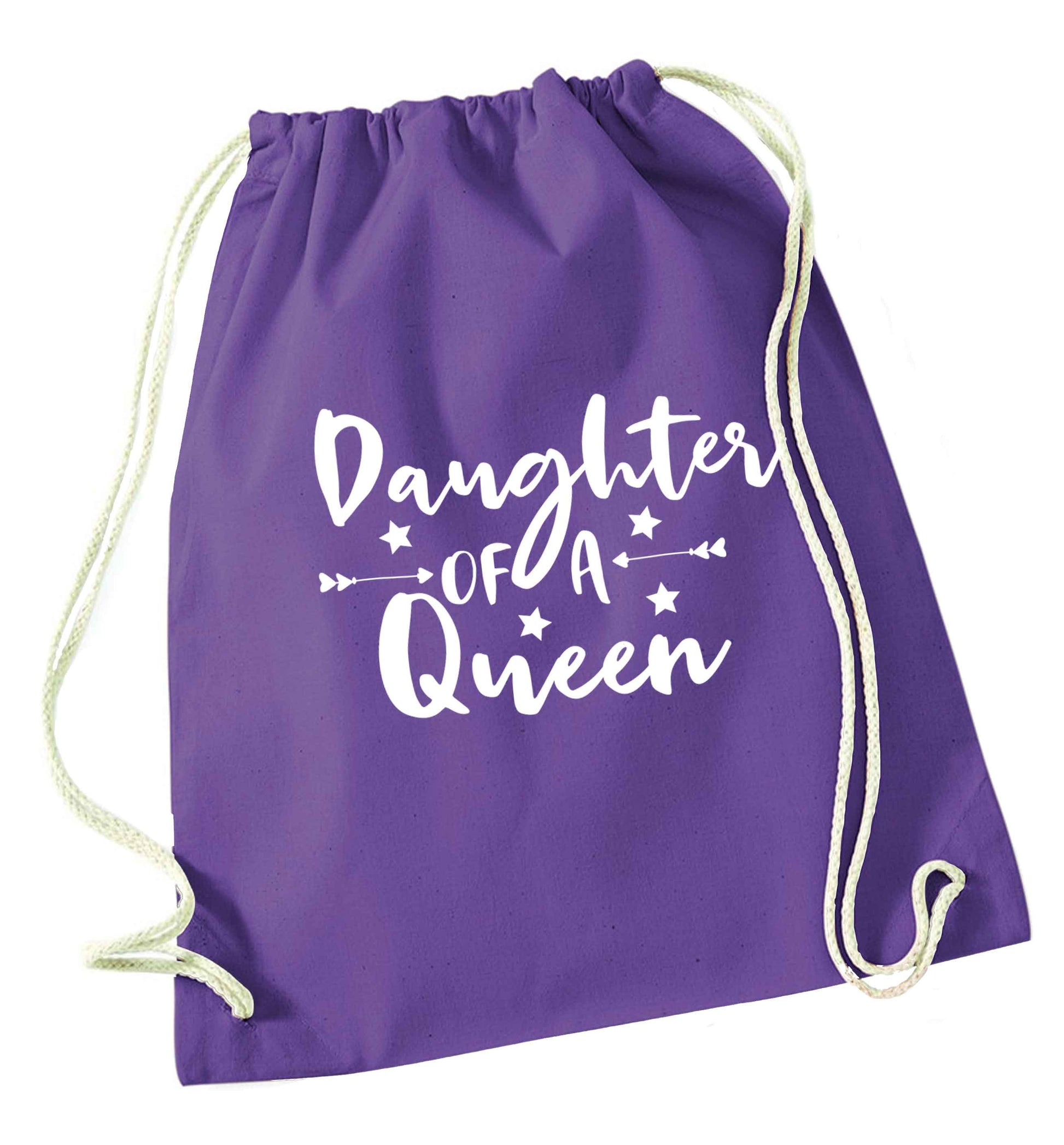 Daughter of a Queen purple drawstring bag