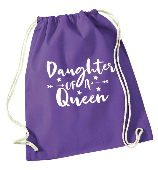Daughter of a Queen purple drawstring bag