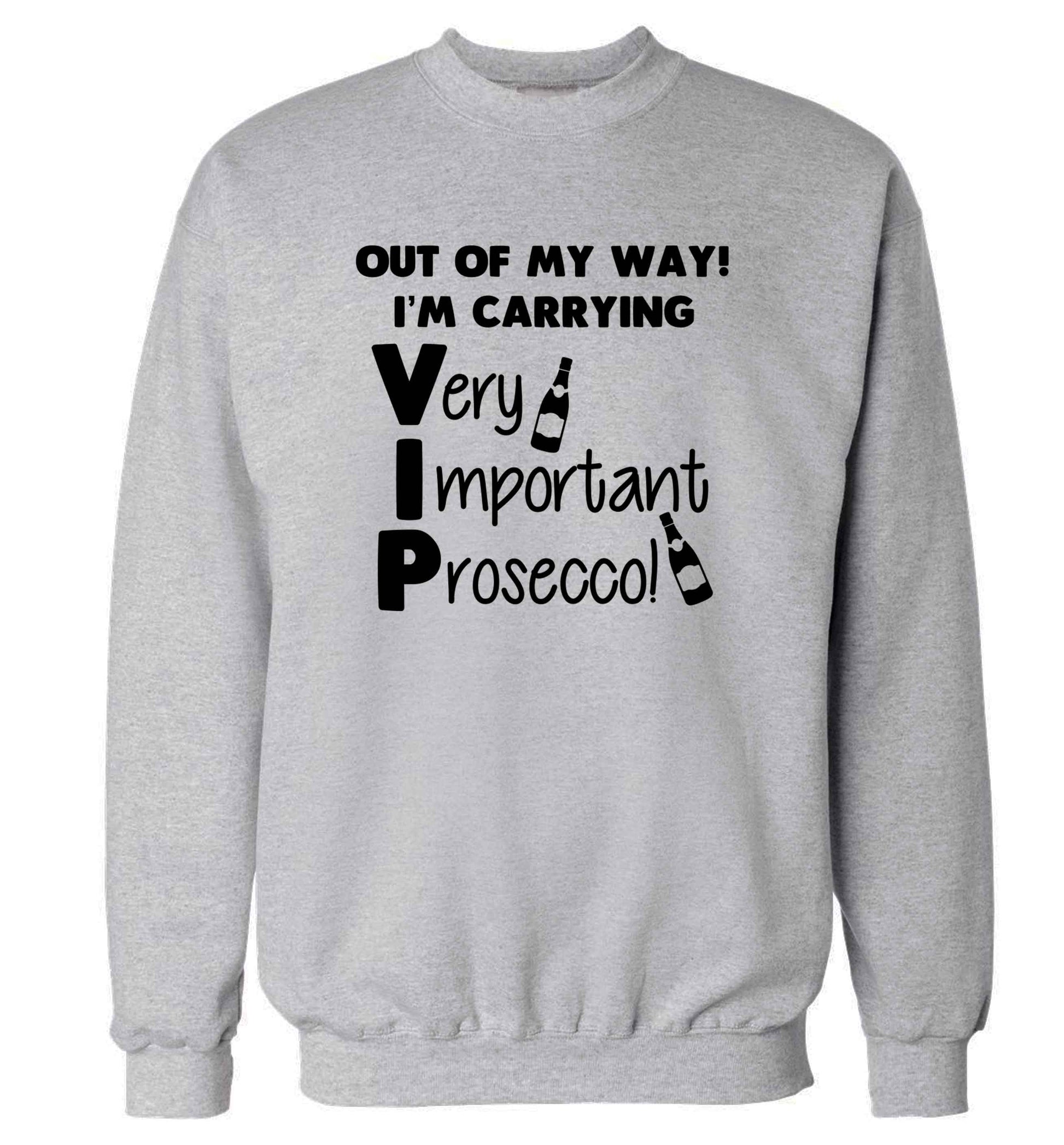 Out of my way I'm carrying very important prosecco! adult's unisex grey sweater 2XL