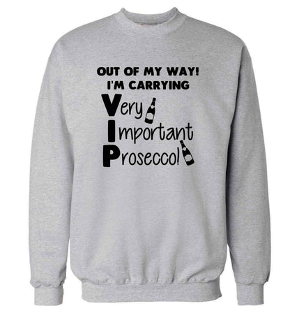 Out of my way I'm carrying very important prosecco! adult's unisex grey sweater 2XL