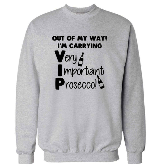 Out of my way I'm carrying very important prosecco! adult's unisex grey sweater 2XL